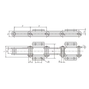 szállító lánc rögzítésekkel