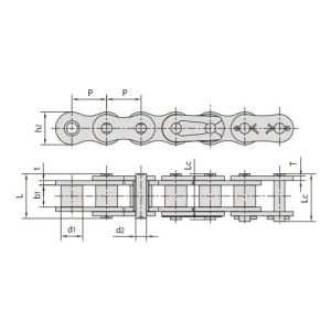 rövid osztású, nikkelezett, korrózióálló görgős lánc