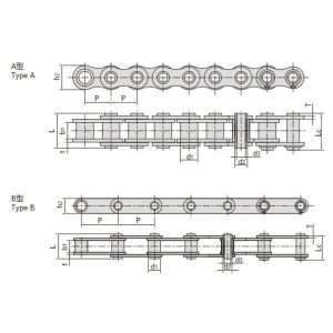 rozsdamentes acél üreges csapos lánc