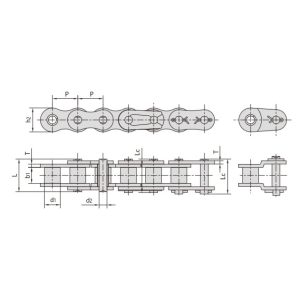 rozsdamentes acél rövid láncszemű görgős lánc